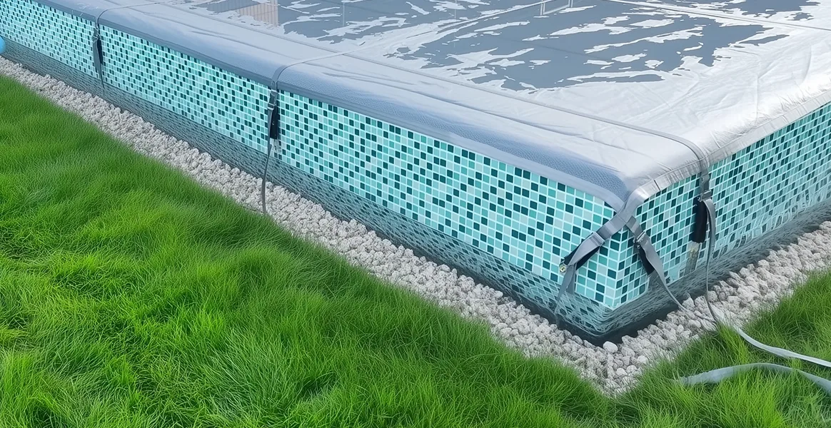 Покрывало для бассейна под снегом — защита зимой в Кургане